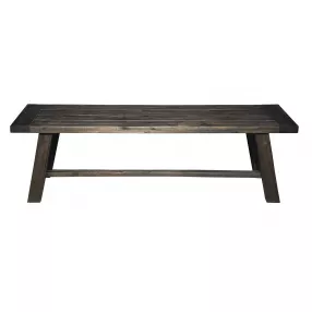 60" Gray And Dark Brown Distressed Wood Dining Bench