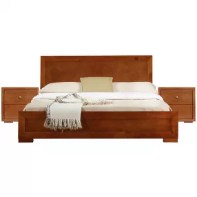 Moma Cherry Wood Platform Queen Bed With Two Nightstands