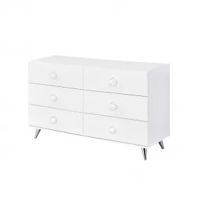47" White Finish Manufactured Wood Six Drawer Double Dresser