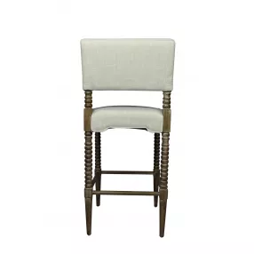 30" Off White And Brown Solid Wood Bar Height Bar Chair