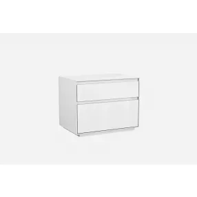 Simplistic White Gloss 2 Drawer Nightstand