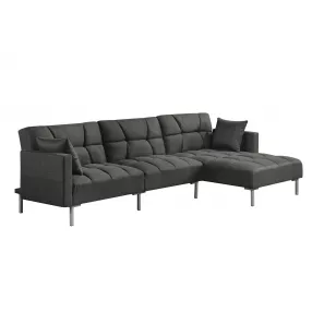 Gray 100% Polyester L Shaped Two Piece Sofa and Chaise
