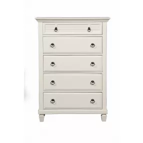 38" White Solid Wood Five Drawer Chest