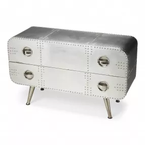 43" Silver Metal Two Drawer Chest