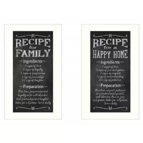 Set Of Two Family Recipe White Framed Print Wall Art