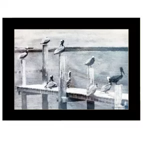 Birds On A Pier 1 Black Framed Print Wall Art