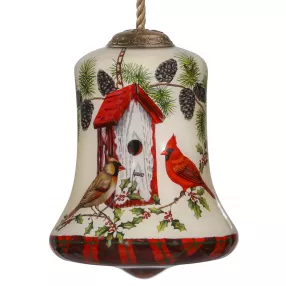 Cardinal Home Sweet Home Hand Painted Mouth Blown Glass Ornament
