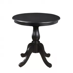 30" Antique Black Round Turned Pedestal Base Wood Dining Table