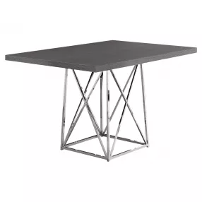 36" Grey And Silver Rectangular Manufactured Wood And Metal Dining Table