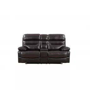 78" Brown Faux Leather Manual Reclining Love Seat With Storage