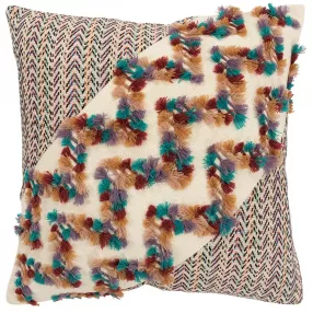 Multicolored Chevron Diagonal Panel Throw Pillow