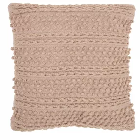 pink textured dots and stripes throw pillow with woolen beige basketweave design