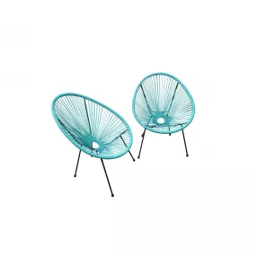 Set of Two Teal Mod Indoor Outdoor String Chairs