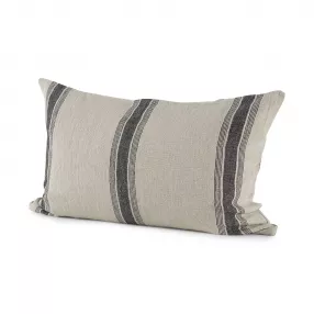 Beige And Black Striped Lumbar Pillow Cover