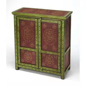 Disha hand painted chest with magenta pattern and varnished hardwood finish