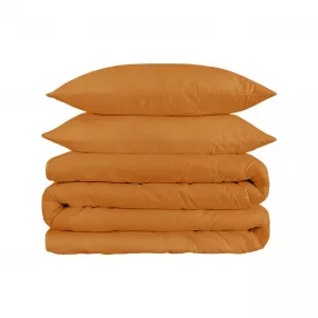 Orange Queen Cotton Blend 1200 Thread Count Washable Duvet Cover Set