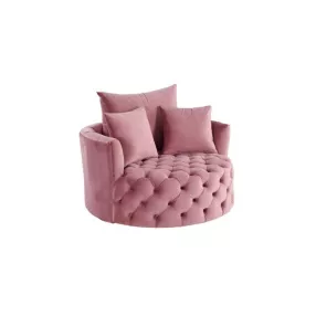 43" Pink Velvet Solid Color Barrel Chair