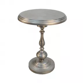 24" Antique Nickle Metal Round End Table