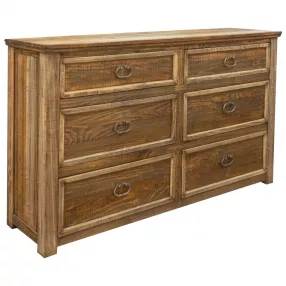 67" Natural Solid Wood Six Drawer Double Dresser