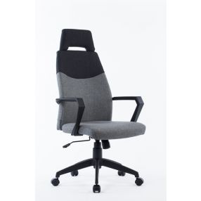 48" Grey And Black Fabric Plastic And Steel Office Chair
