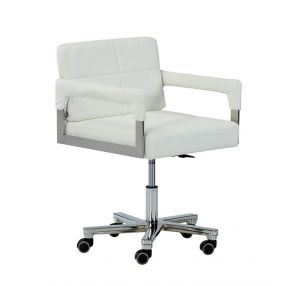 29" White Bonded Leather And Steel Office Chair