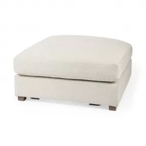 39" Beige Polyester And Brown Cocktail Ottoman