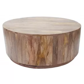 42" Natural Solid Wood Round Coffee Table