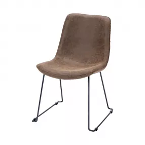 Brown Faux Leather Seat With Black Iron Frame Dining Chair