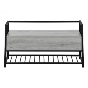42" Gray And Black Bench With Flip top