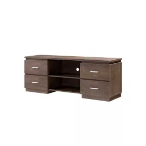60" Brown Particle Board And Mdf Cabinet Enclosed Storage TV Stand