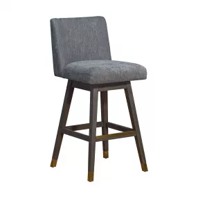 30" Gray Solid Wood Swivel Bar Height Bar Chair