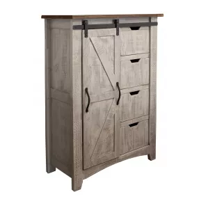 37" Light Gray Solid Wood Four Drawer Chest