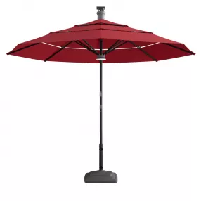Red Sunbrella Octagonal Lighted Smart Market Patio Umbrella