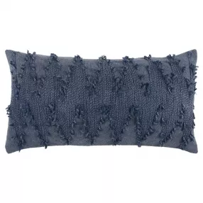Blue twisted chevron pattern throw pillow with electric blue accents and wool texture