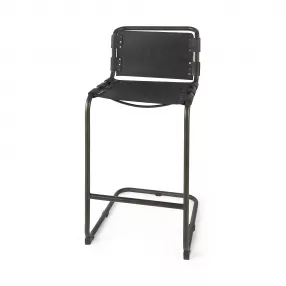 " Black Leather Bar Chair