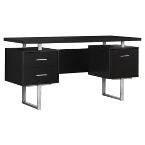 24" Brown Rectangular Computer Desk With Three Drawers