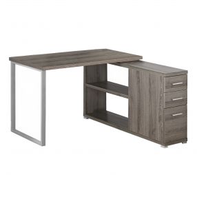 47" Taupe L-Shape Computer Desk With Three Drawers