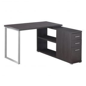 47" Grey L-Shape Computer Desk With Three Drawers