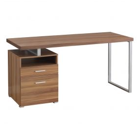 24" Walnut Rectangular Computer Desk With Two Drawers