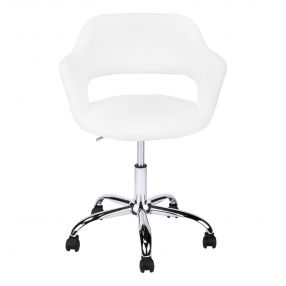 21" X 22.5" X 29" White Foam Metal Leather Look Lift Base Office Chair