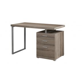 24" Taupe Rectangular Computer Desk With Three Drawers