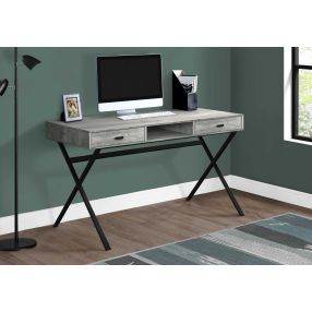 29.25" Grey Reclaimed Wood Particle Board And Black Metal Computer Desk