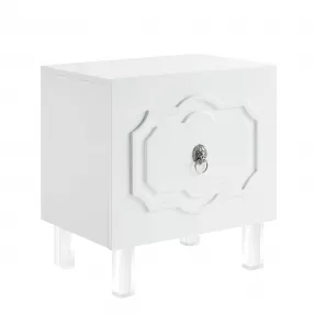 24" Clear and White End Table with Two Shelves