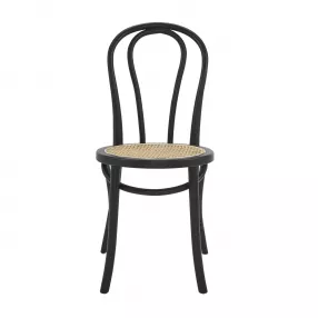 Set of Two Vintage Style Black Cane Dining Chairs