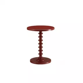 22" Red Solid Wood Round End Table