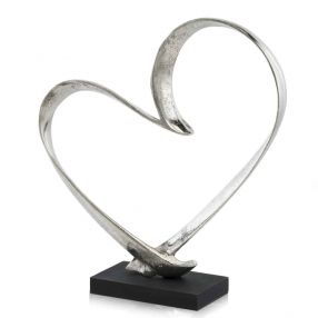 Raw Silver And Black Heart Sculpture