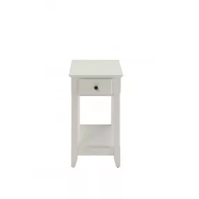 23" White Solid And Manufactured Wood Mirrored End Table With Drawer And Shelf