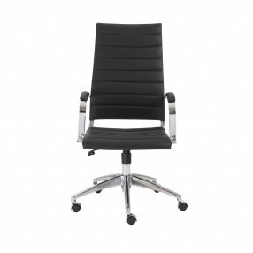 22.25" X 27" X 45.25" High Back Office Chair In Black With Aluminum Base