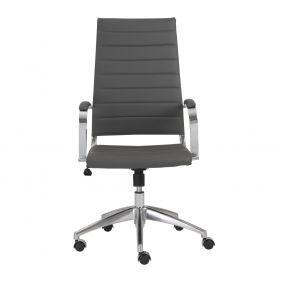 22.25" X 27" X 45.25" High Back Office Chair In Gray With Aluminum Base