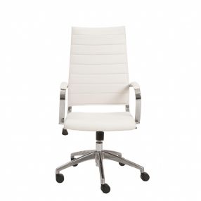 22.25" X 27" X 45.25" High Back Office Chair In White With Aluminum Base